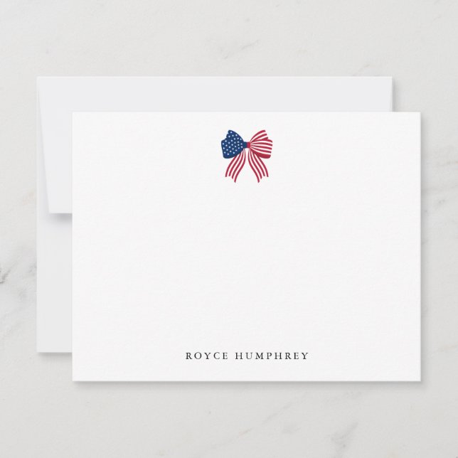 Custom Patriotic Bow Note Card Mitteilungskarte (Vorderseite)