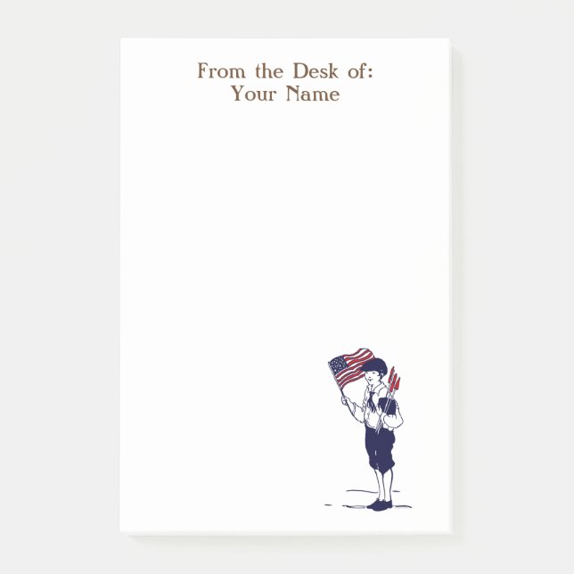 Custom Patriotic Boy mit Fireworks Post it Notes Post-it Klebezettel (Vorderseite)