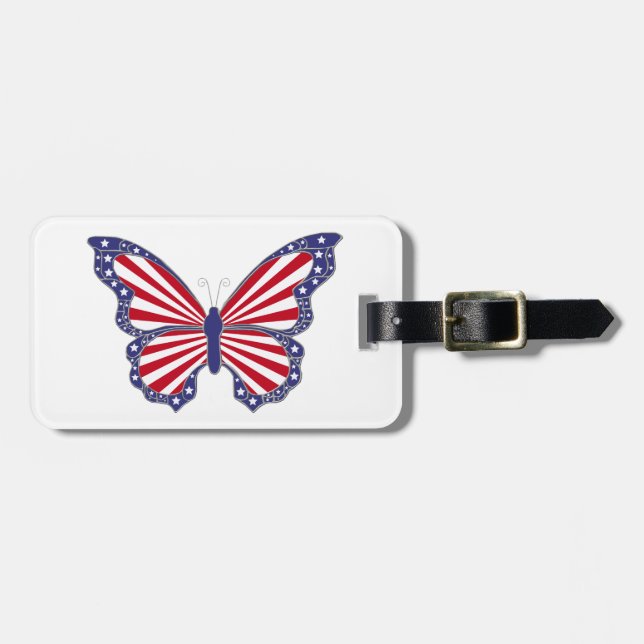 Custom Patriotic Butterfly Gepäckmarke Gepäckanhänger (Vorderseite horizontal)