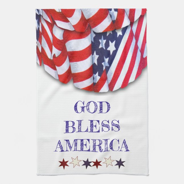 Custom Patriotic Red White Blue Stars Bunting Geschirrtuch (Vertikal)