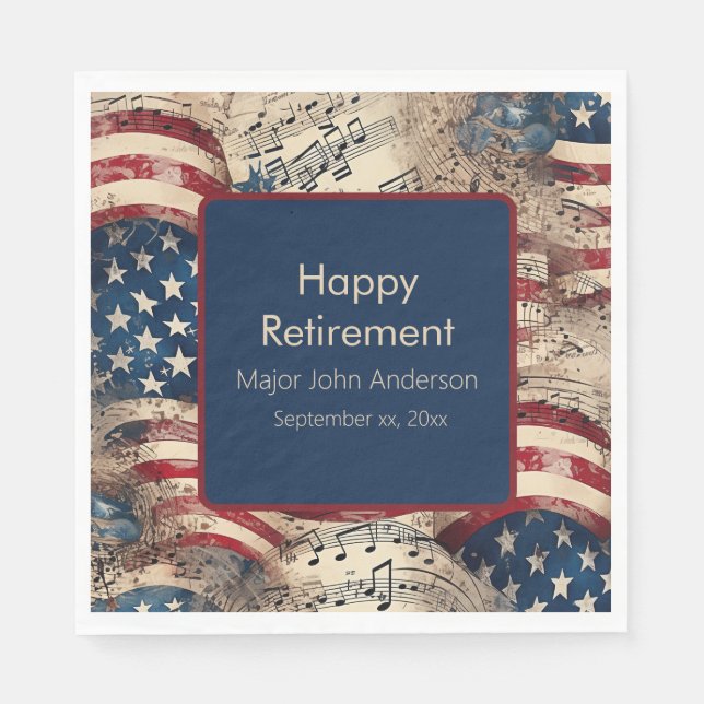 Custom Patriotic Retirement Party Serviette (Vorderseite)