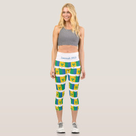 Custom Patriotic ST VINCENT FLAG Capri Leggings