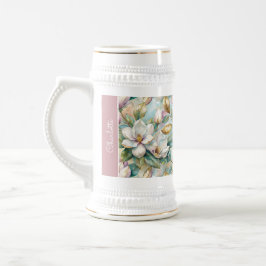 Custom Pattern Elegant Magnolia Flowers Bierglas