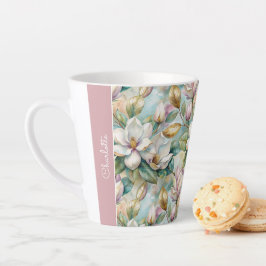 Custom Pattern Elegant Magnolia Flowers Milchtasse