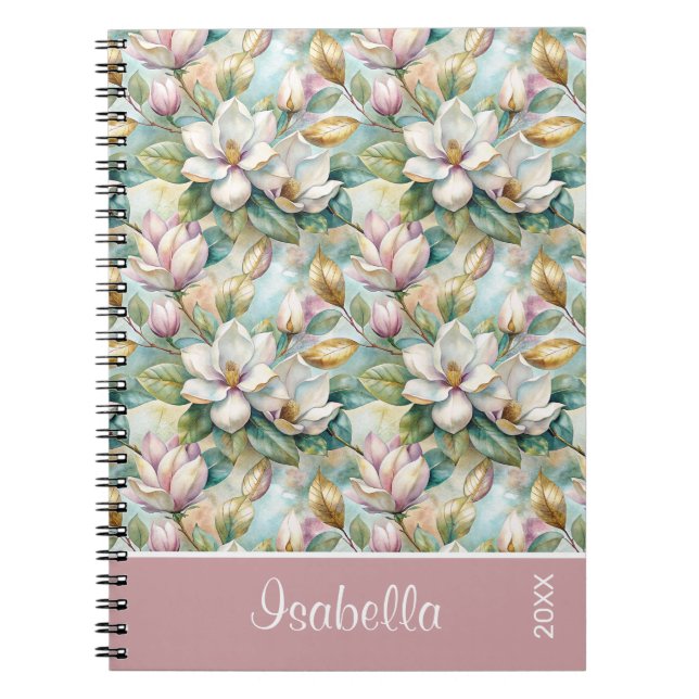 Custom Pattern Elegant Magnolia Flowers Notizblock (Vorderseite)