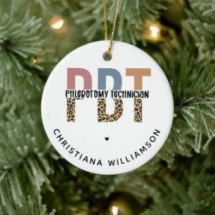 Custom PBT Phlebotomie Techniker Leopard Print Keramik Ornament