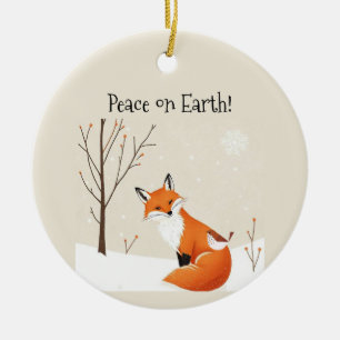 Custom Peace Earth Minimalistisch Fox Bird Animal Keramik Ornament