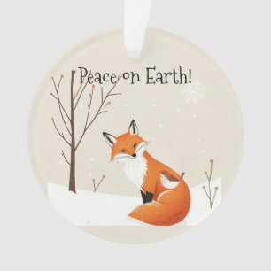 Custom Peace Earth Minimalistisch Fox Bird Animal Ornament