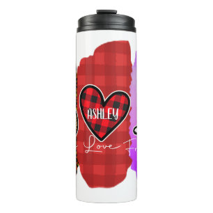 Custom Peace Liebe French Bulldog mit Nachricht Thermosbecher