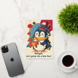 Custom Penguin Celebrating Lunar New Year