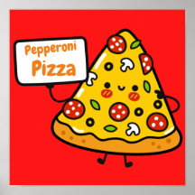 Custom Pepperoni Pizza bunt niedlichen Kinderposte