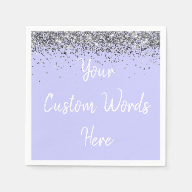 Custom Periwinkle Lila und Silver Birthday Party Serviette (Vorderseite)