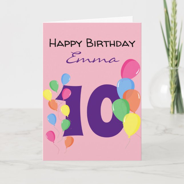 Custom Personalisiert 10. Geburtstag Karte (Vorderseite)