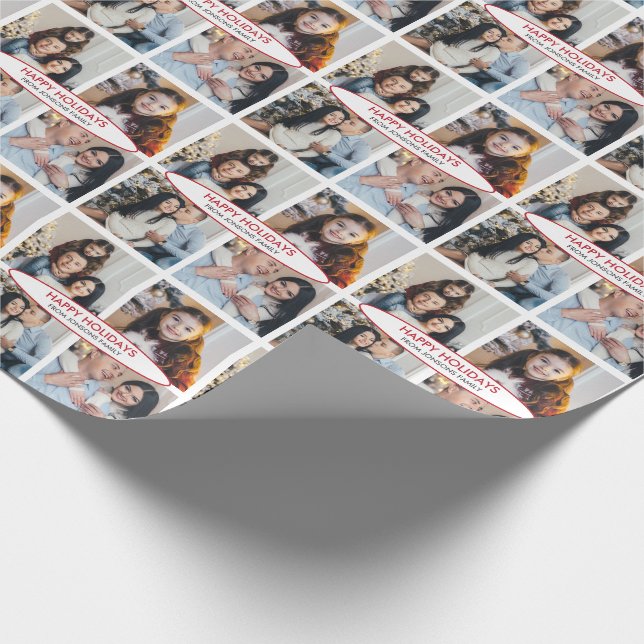 Custom Personalisiert 4 Fotos Collage Christmas Geschenkpapier (Ecke)