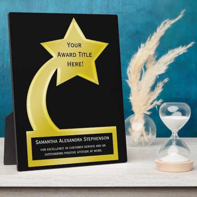 Custom Personalisiert Award Plaque, Gold Star Fotoplatte (Seite)