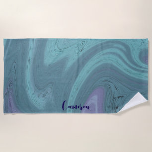 Custom Personalisiert Blue Lila Swirl Bachelorette Strandtuch