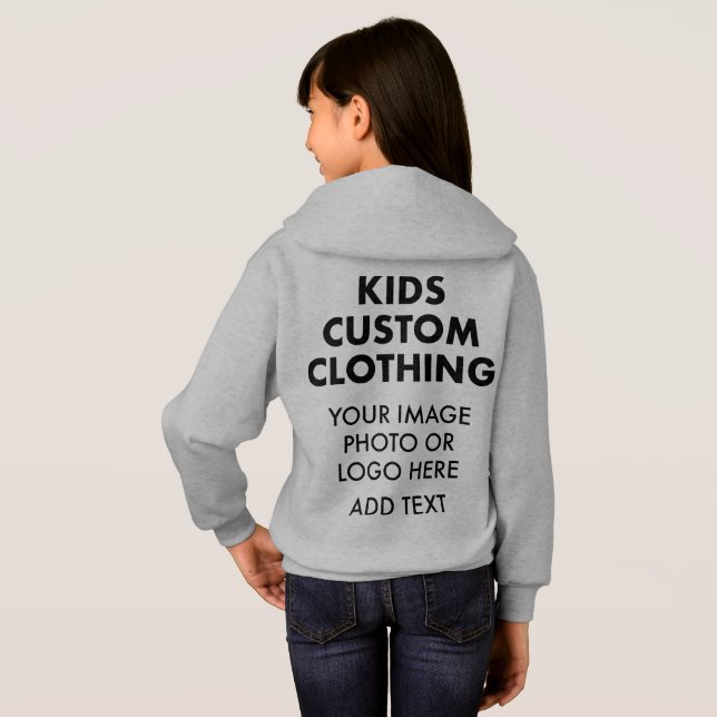 Custom Personalisiert GIRL'S PULLOVER HOODIE - GRA (Schwarz voll)