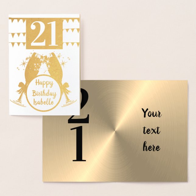 Custom Personalisiert Gold 21. Geburtstagskarte Folienkarte (Anzeige)