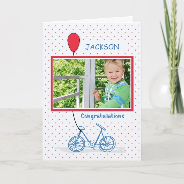 Custom Personalisiert Grandson und Foto Congratula Karte (Vorderseite)