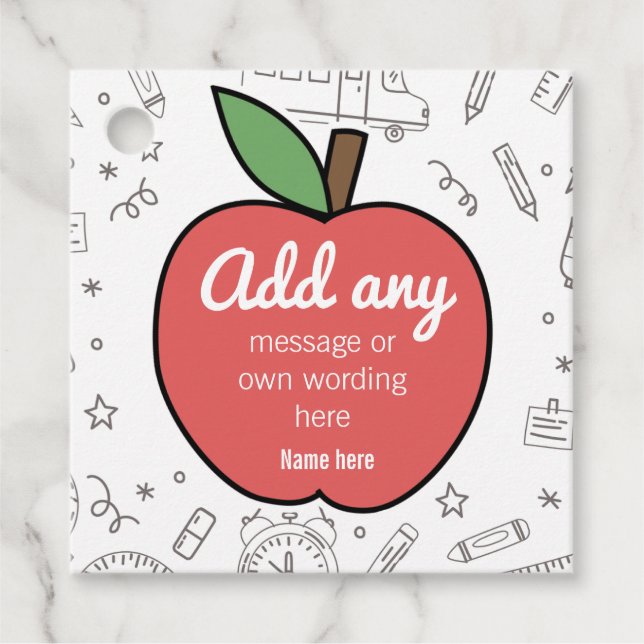 CUSTOM Personalisiert Happy Niedlich Apple mit Sch Geschenkanhänger (Vorderseite)