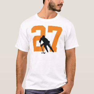 Custom Personalisiert Hockey Player Number Orange T-Shirt