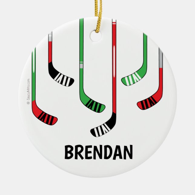 Custom Personalisiert Hockey Weihnachtsdekoration Keramik Ornament (Vorne)