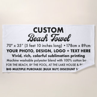 Custom Personalisiert Large Beach Handtuch 5' 10"
