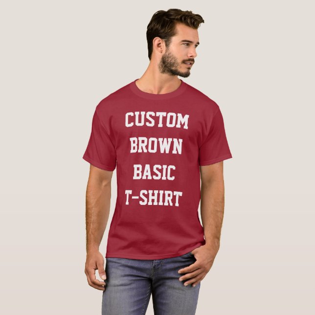 Custom Personalisiert Men BASIC BROWN T - SHIRT (Vorne ganz)