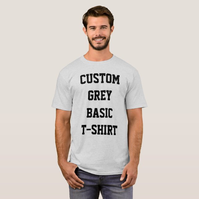Custom Personalisiert Men BASIC GRAY T - SHIRT (Vorne ganz)