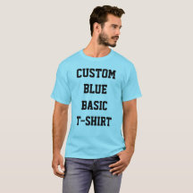 Custom Personalisiert Men BASIC LIGHT BLUE T - SHI