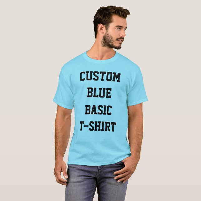 Custom Personalisiert Men BASIC LIGHT BLUE T - SHI T-Shirt (Vorne ganz)