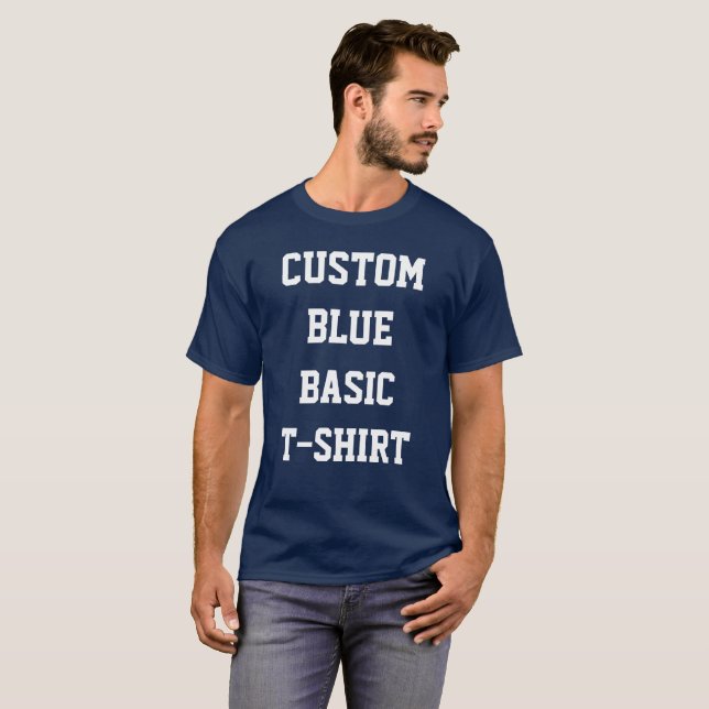 Custom Personalisiert Men BASIC NAVY BLUE T - SHIR T-Shirt (Vorne ganz)