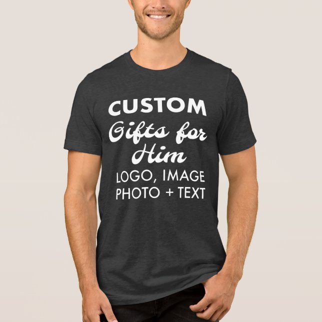 Custom personalisiert Men Gray Tri-Blend T - Shirt (Vorderseite)