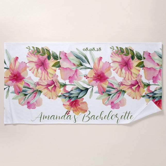 Custom Personalisiert Petunia Blume Bachelorette Strandtuch (Vorderseite)