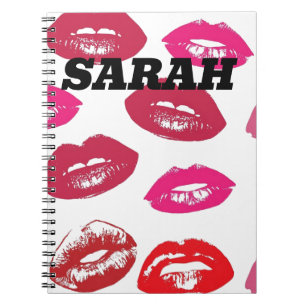 CUSTOM PERSONALISIERT RED LIPS KISSEN NOTEBOOK NOTIZBLOCK