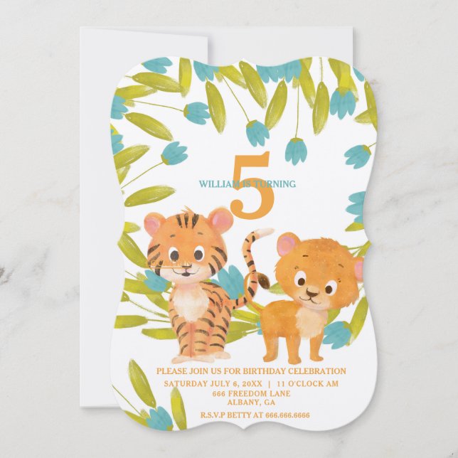 Custom Personalisiert Safari Animal Kid's Birthday Einladung (Vorderseite)