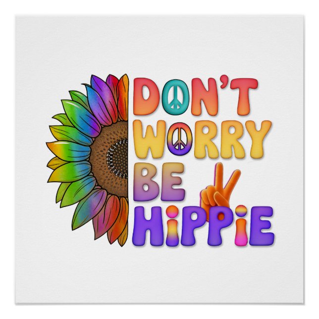 Custom Personalisiert Sloth Peace Hippie Poster (Vorderseite)