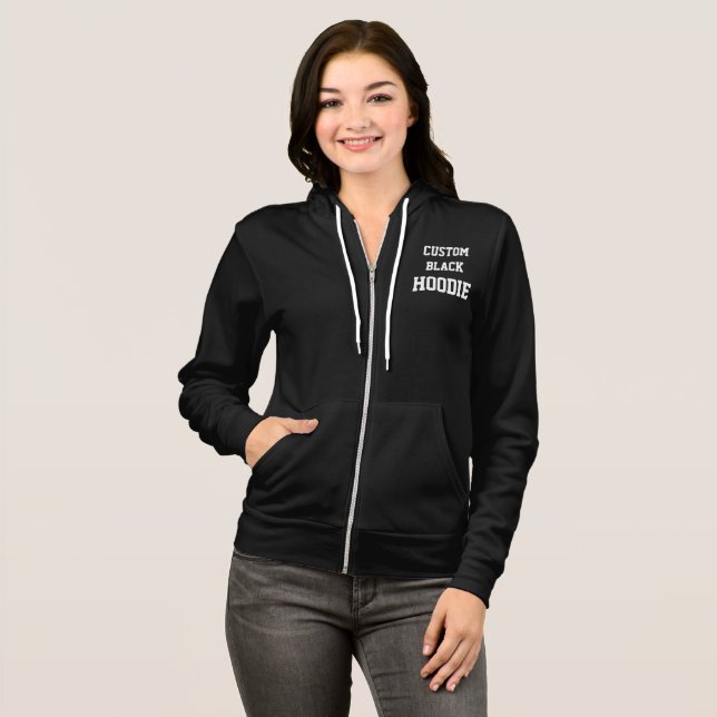 Custom Personalisiert Women's BLACK FULL ZIP HOODI Hoodie (Vorne ganz)