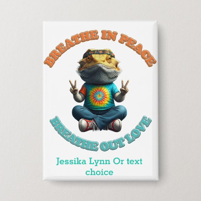 Custom Personalize Boho Bearded Dragon Hippie Button (Vorderseite)