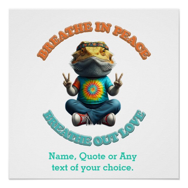 Custom Personalize Boho Bearded Dragon Hippie Poster (Vorderseite)