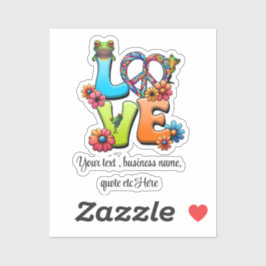 Custom Personalize Boho Frog Peace Groovy Hippie Aufkleber
