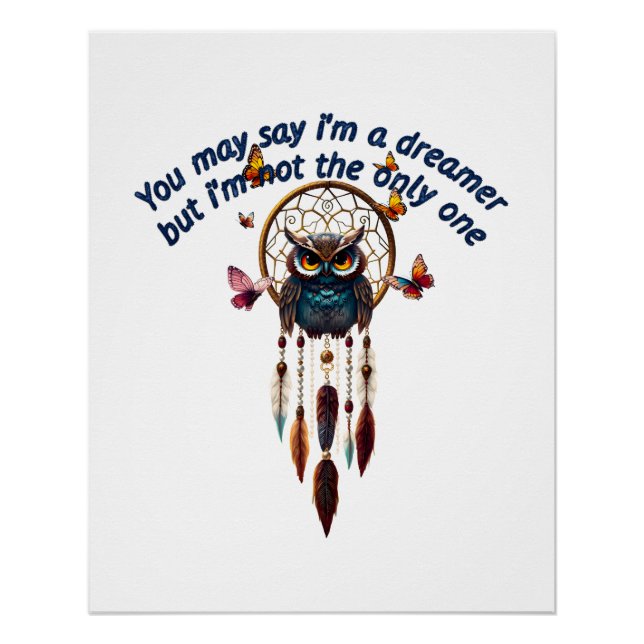 Custom Personalize Boho Owl Beautiful Hippie Poster (Vorderseite)