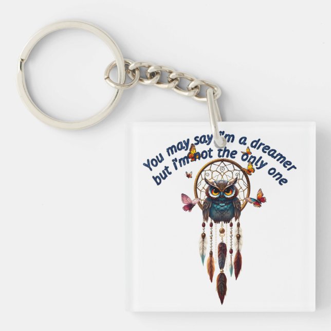 Custom Personalize Boho Owl Beautiful Hippie Schlüsselanhänger (Vorderseite)