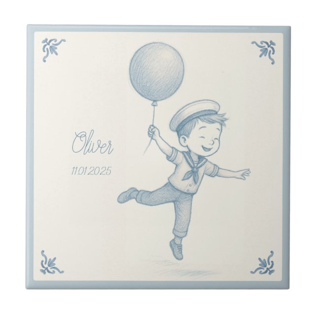 Custom personalized baby boy name  fliese (Vorderseite)