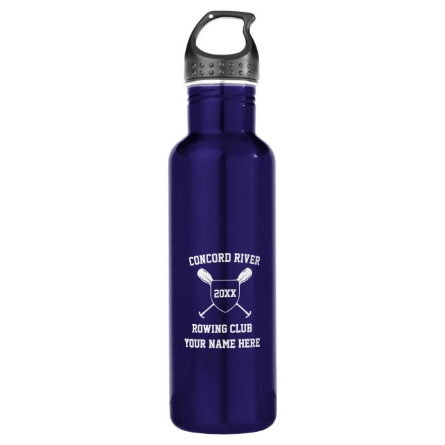 Custom Personalized Blue Rowing Club Crew Rower Edelstahlflasche (Vorderseite)
