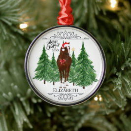 Custom Personalized Horse Watercolor Christmas Ornament Aus Metall
