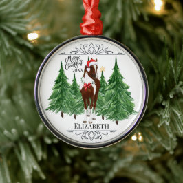 Custom Personalized Horse Watercolor Christmas Ornament Aus Metall