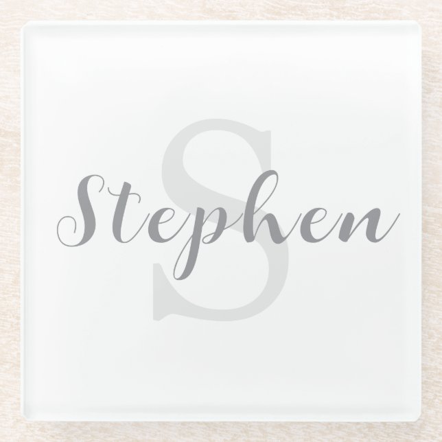 Custom Personalized Monogram Script Name Drink Glasuntersetzer (Vorderseite)