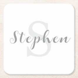 Custom Personalized Monogram Script Name Drink Rechteckiger Pappuntersetzer