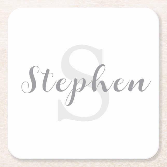 Custom Personalized Monogram Script Name Drink Rechteckiger Pappuntersetzer (Vorderseite)